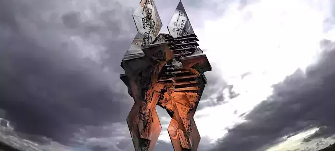 Sci-Fi Egyptian Alien Floating Monolith Huge 2  3D model