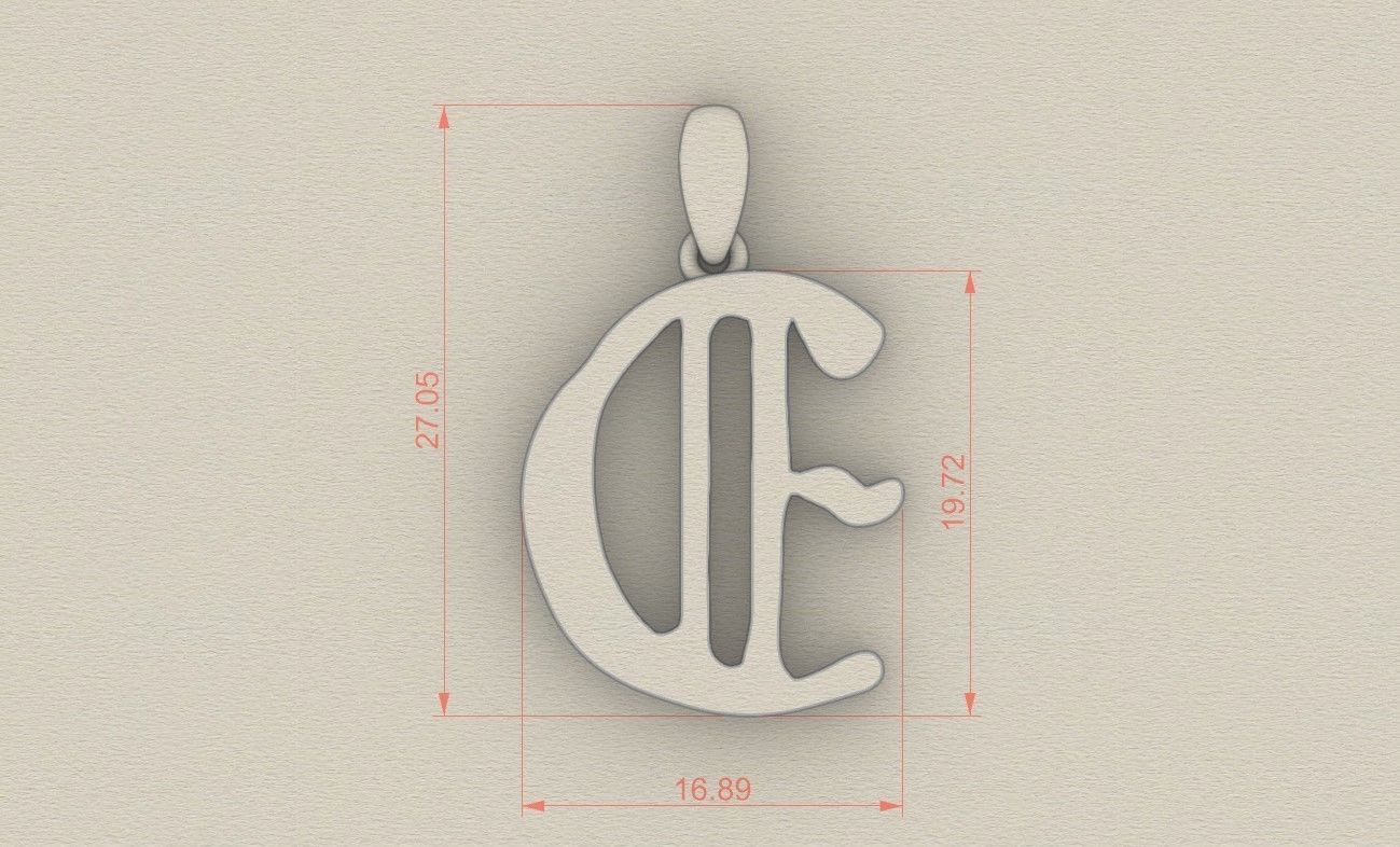Model 851 Initial E Letter Pendant 3D print model_6