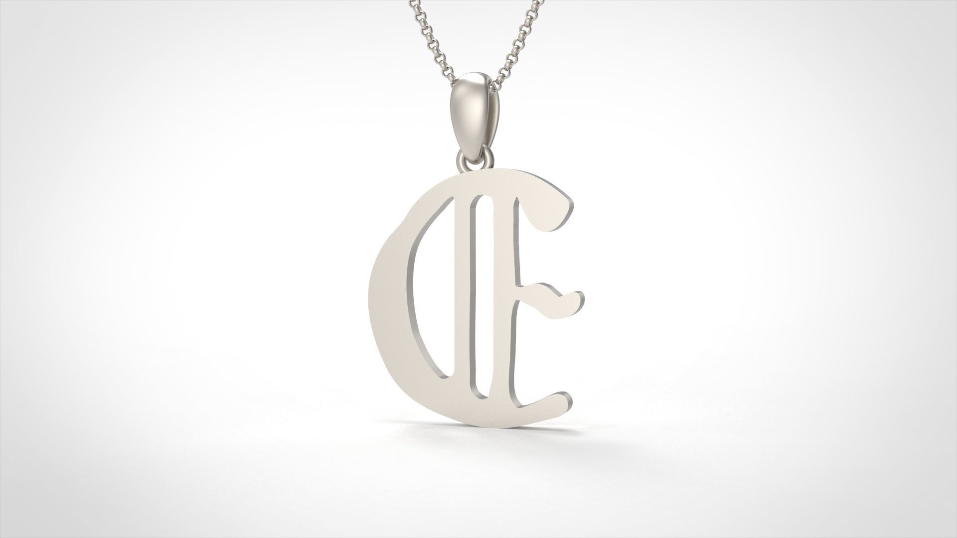 Model 851 Initial E Letter Pendant 3D print model_3