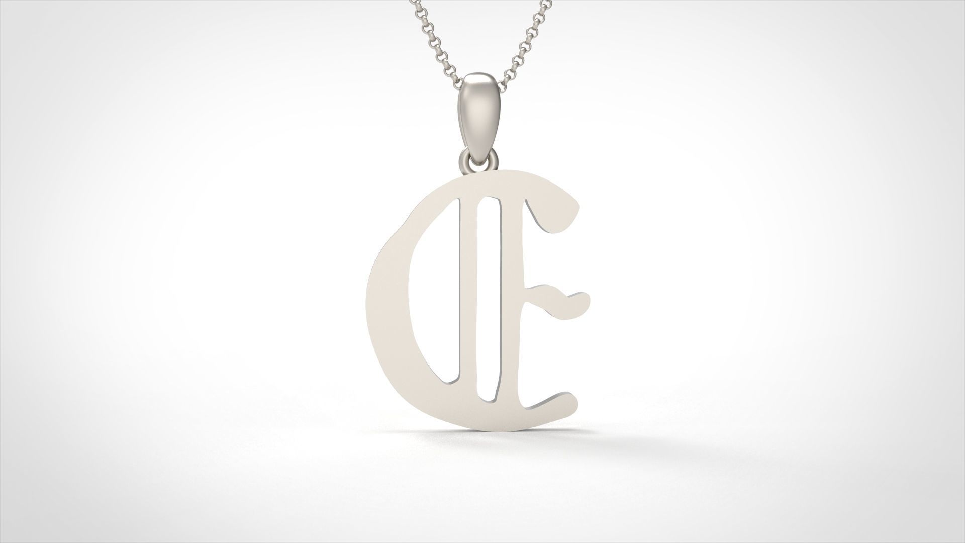 Model 851 Initial E Letter Pendant 3D print model_4