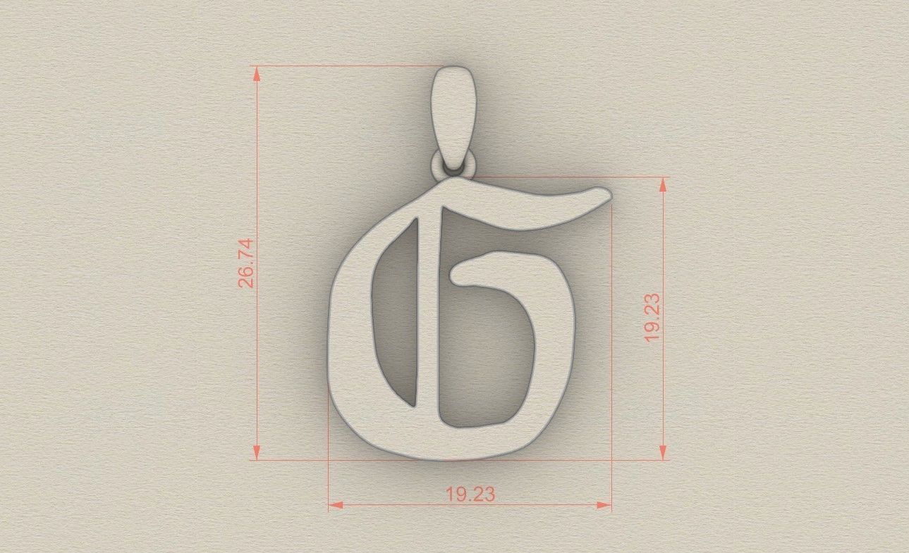 Model 853 Initial G Letter Pendant 3D print model_5
