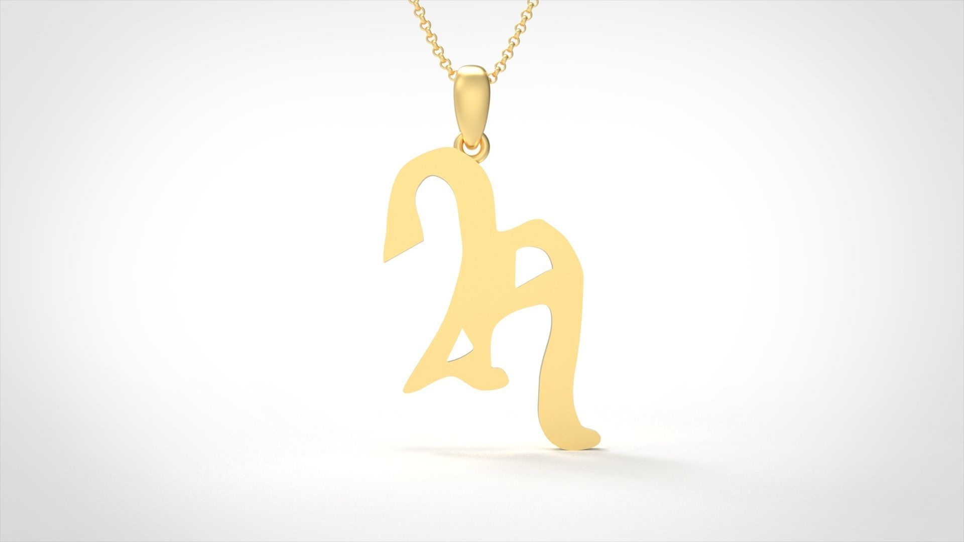 Model 854 Initial H Letter Pendant 3D print model_3