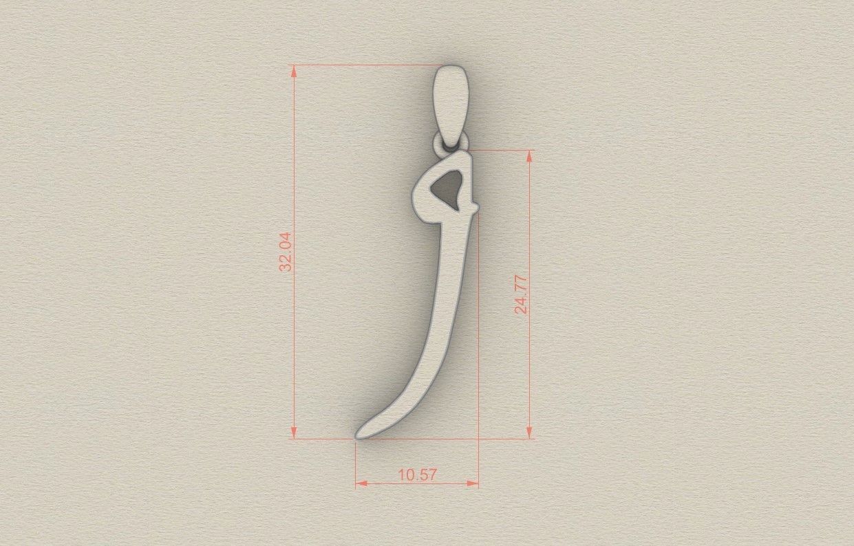 Model 856 Initial J Letter Pendant 3D print model_5