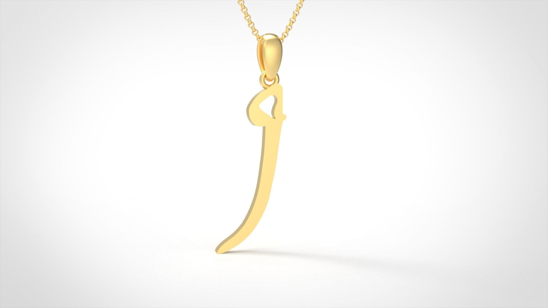 Model 856 Initial J Letter Pendant 3D print model_3