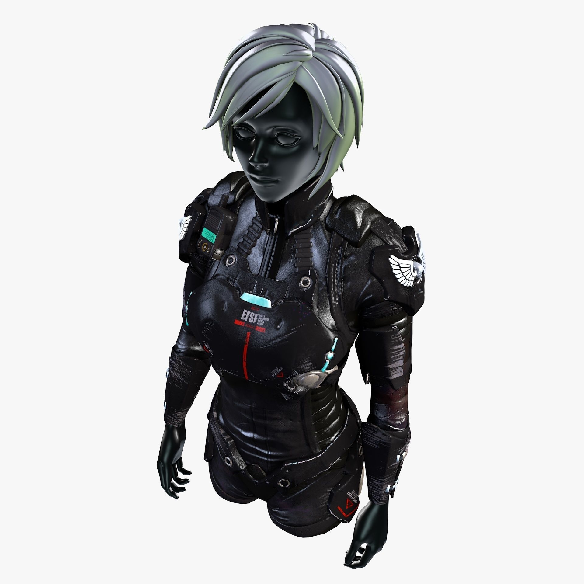 Female Sci-Fi Space Suit Low-poly 3D model_9