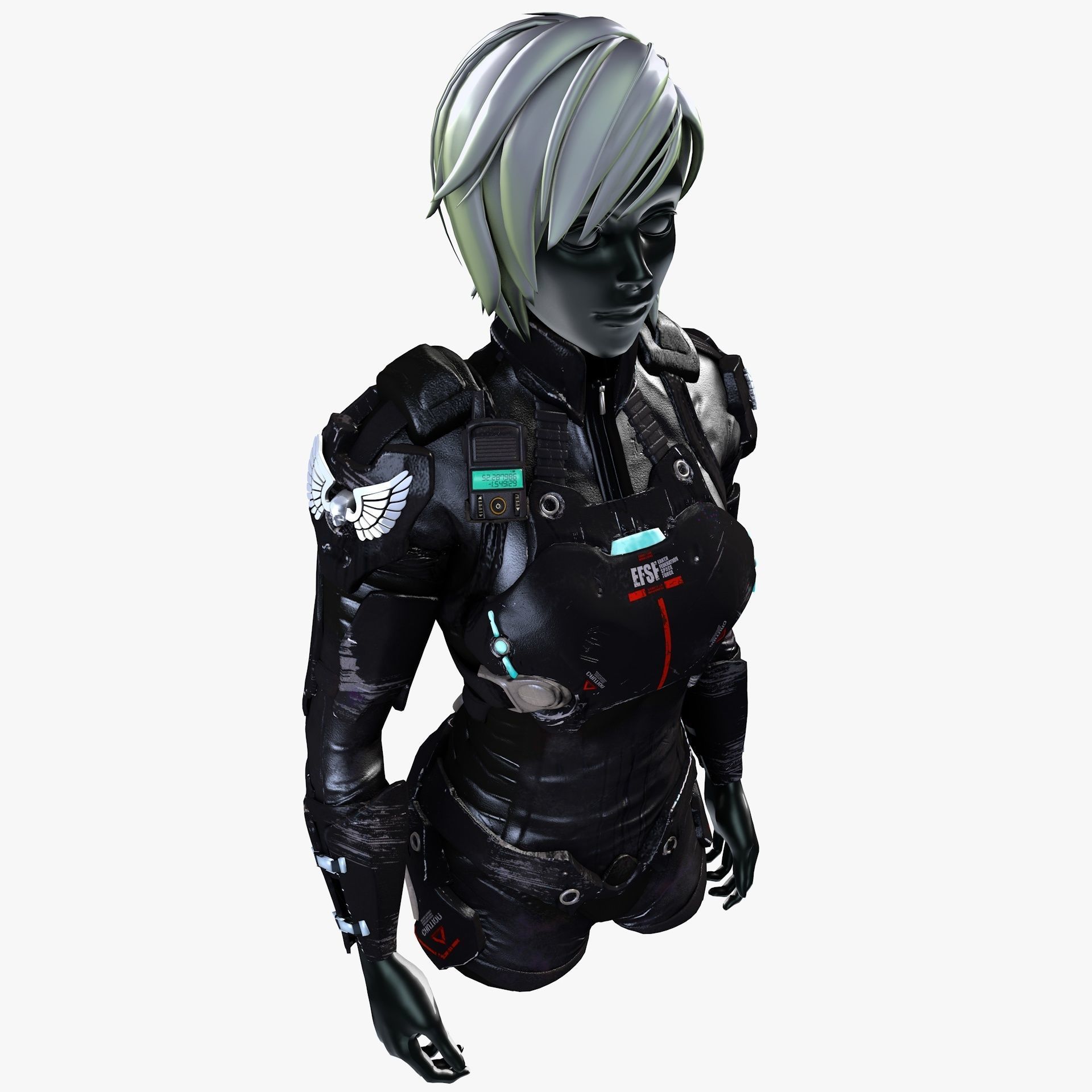 Female Sci-Fi Space Suit Low-poly 3D model_7