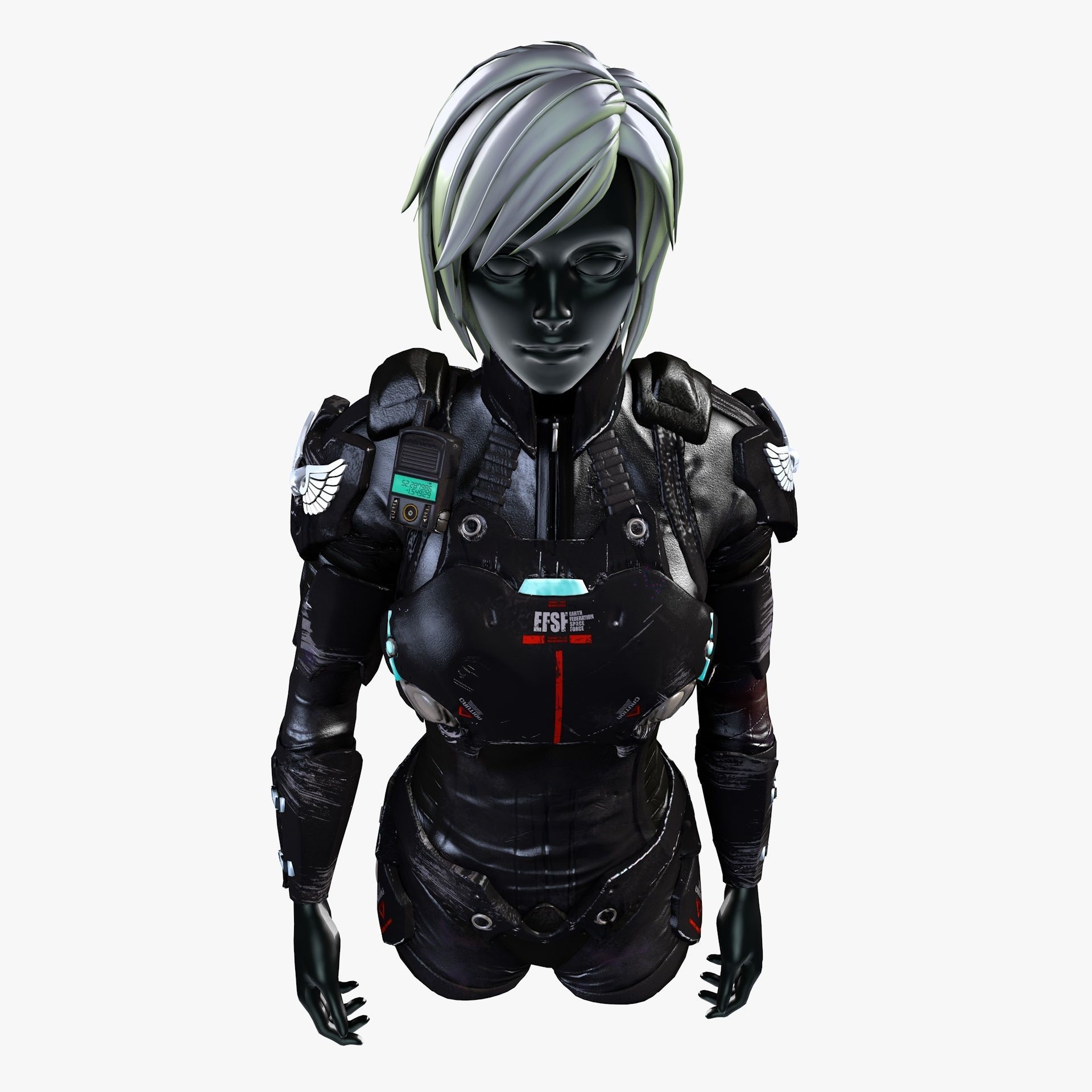 Female Sci-Fi Space Suit Low-poly 3D model_8
