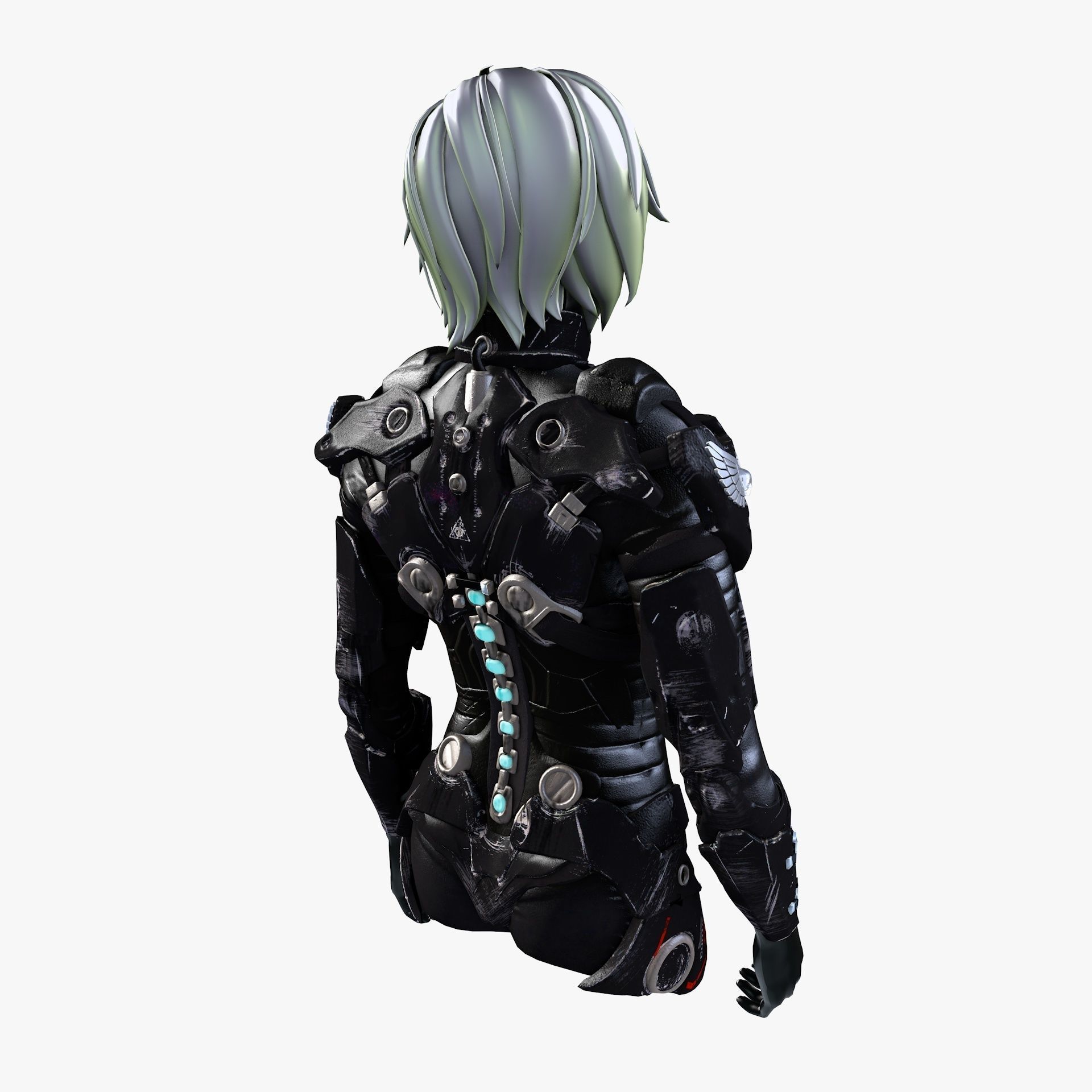 Female Sci-Fi Space Suit Low-poly 3D model_5