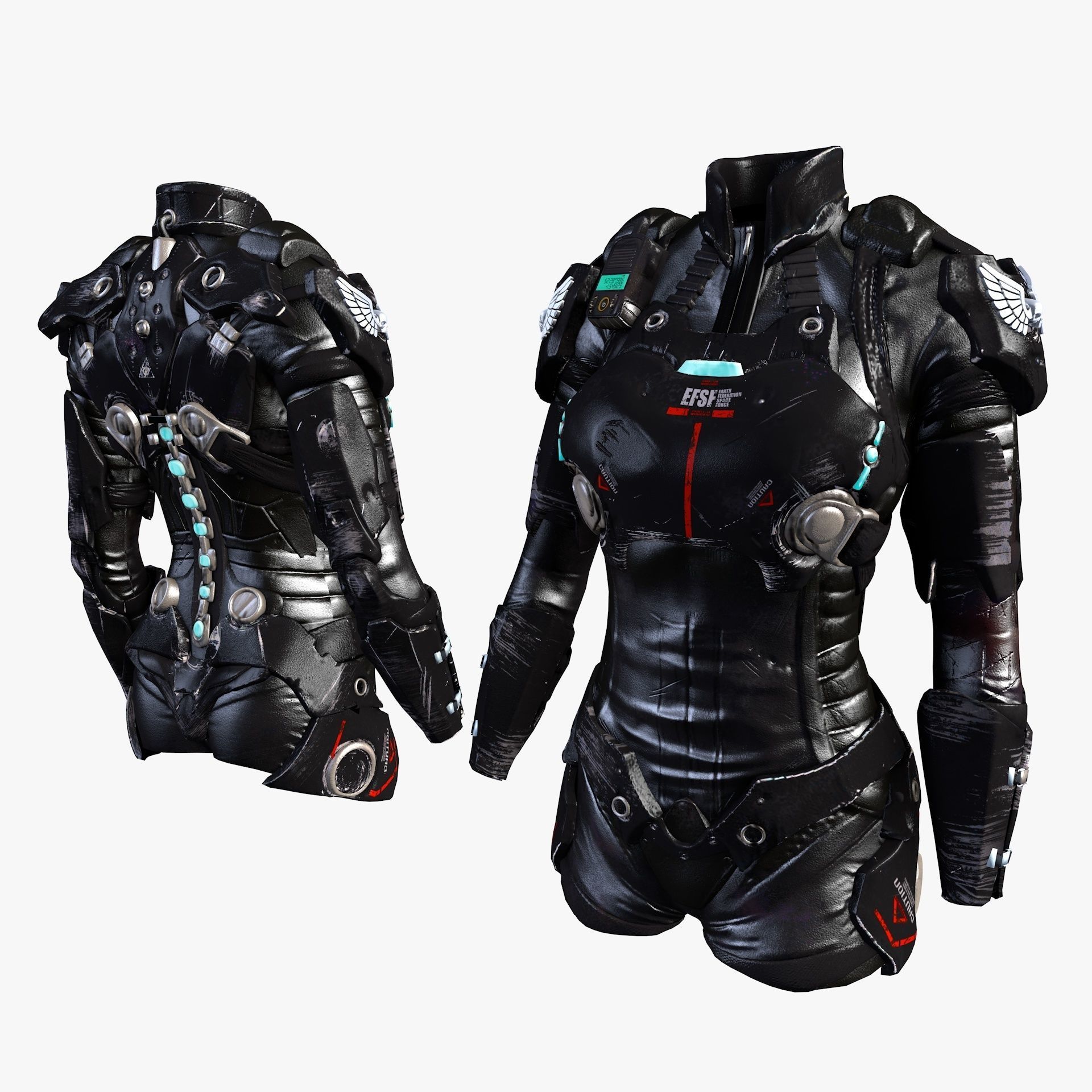 Female Sci-Fi Space Suit Low-poly 3D model_1