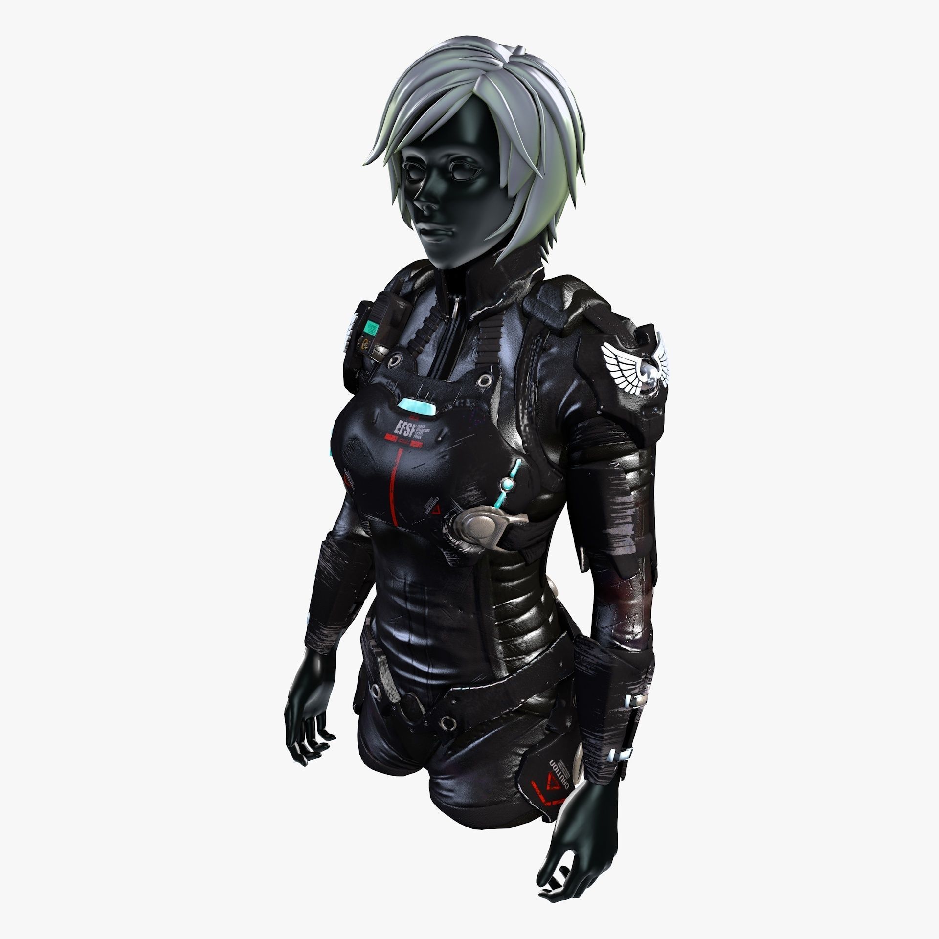 Female Sci-Fi Space Suit Low-poly 3D model_4