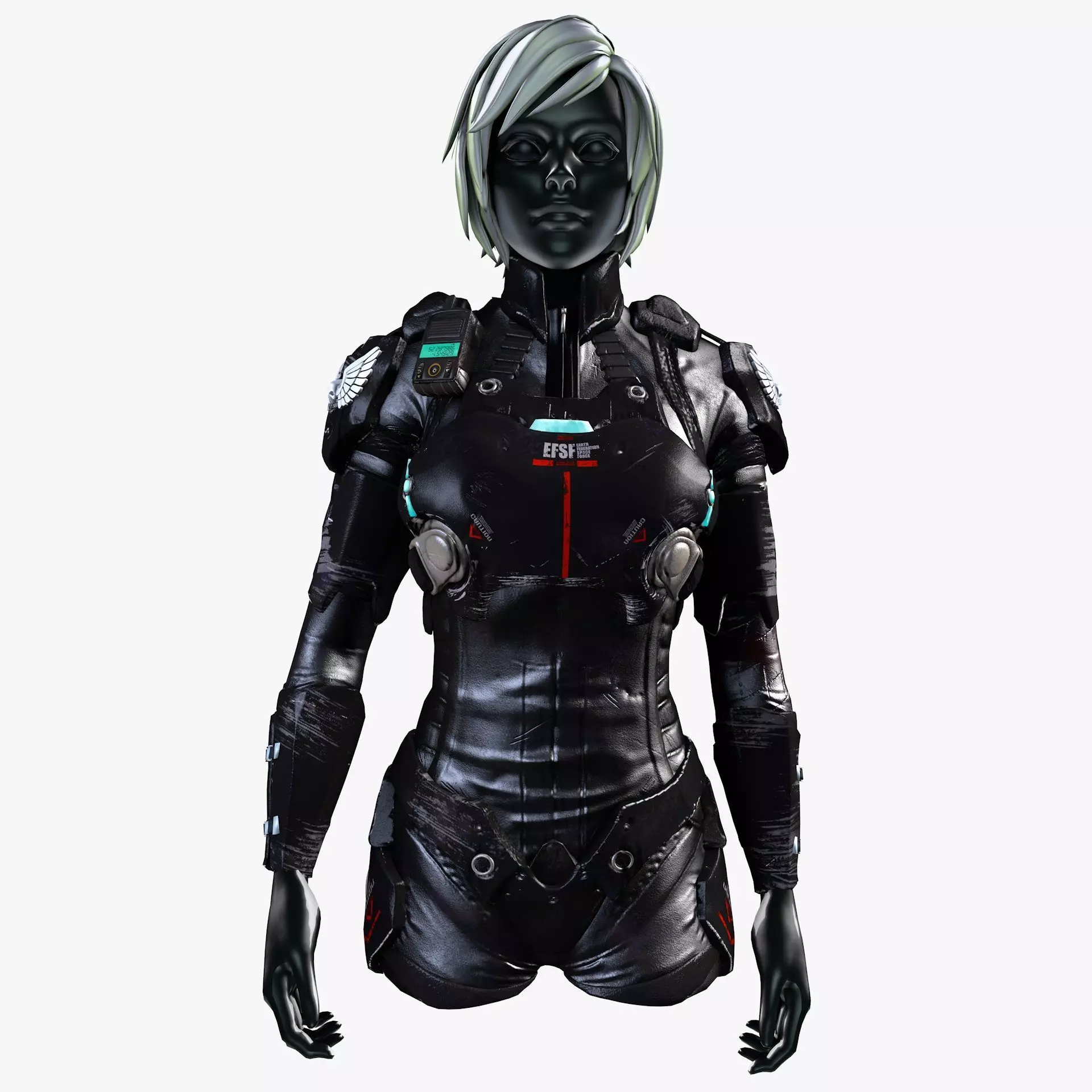 Female Sci-Fi Space Suit Low-poly 3D model_0