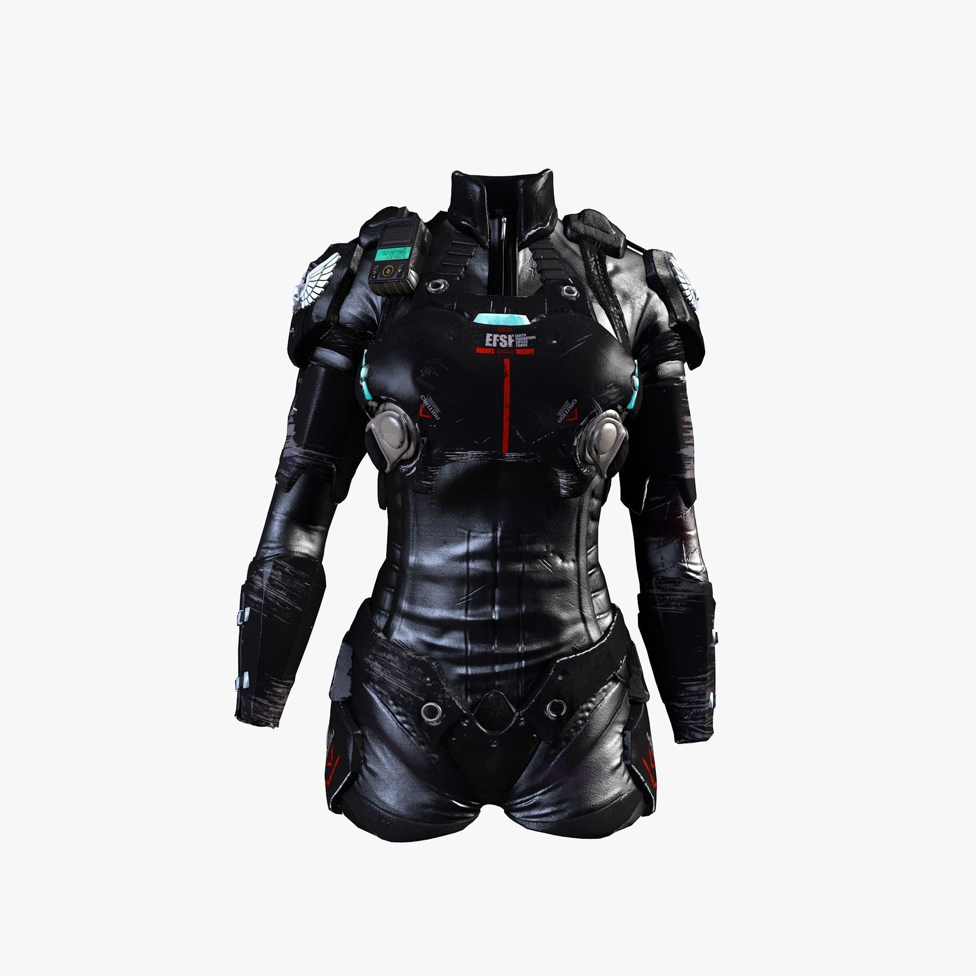 Female Sci-Fi Space Suit Low-poly 3D model_3