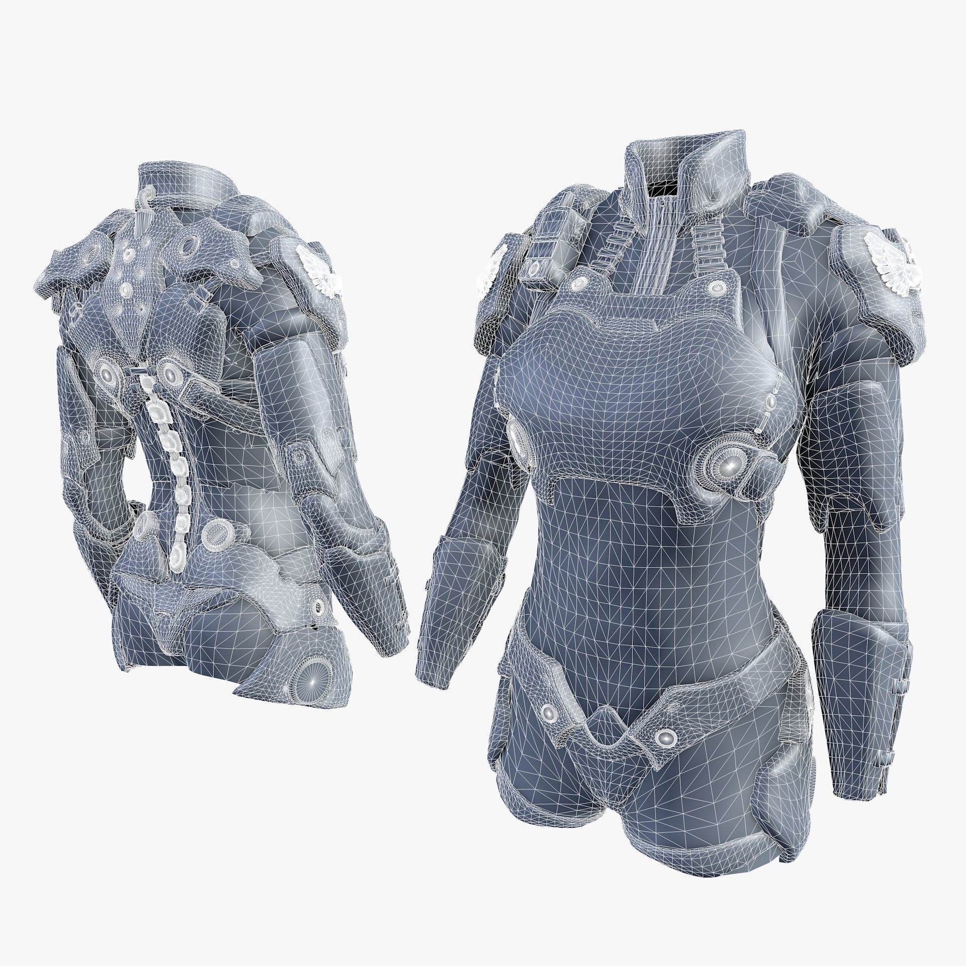 Female Sci-Fi Space Suit Low-poly 3D model_11