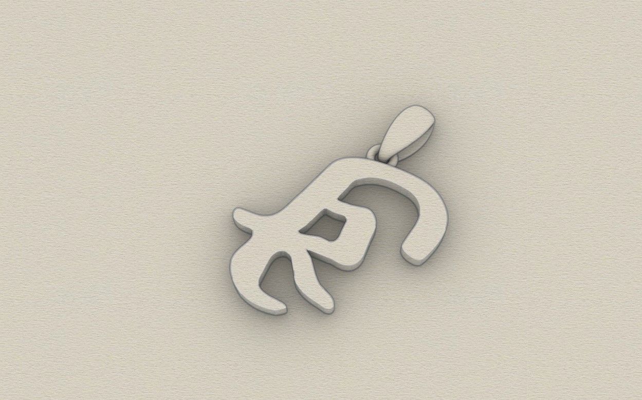 Model 857 Initial K Letter Pendant 3D print model_8