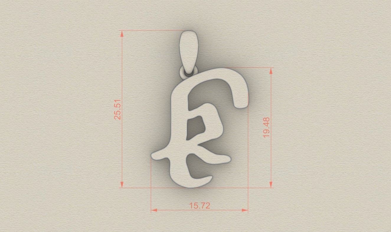 Model 857 Initial K Letter Pendant 3D print model_5