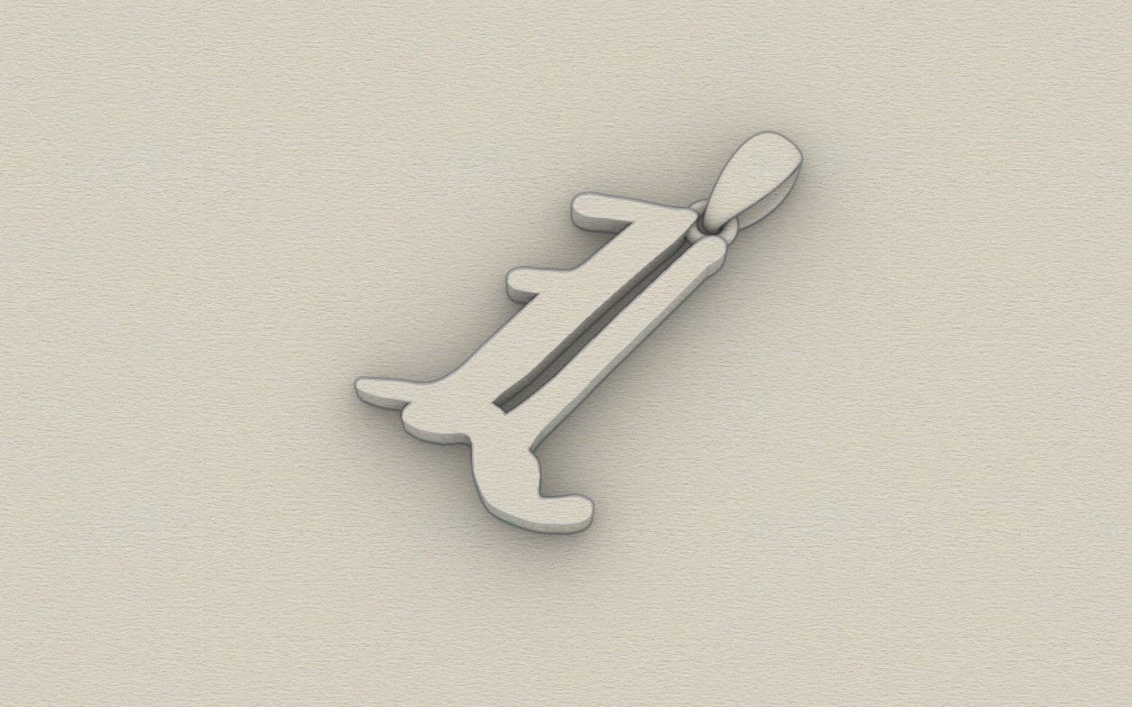 Model 858 Initial L Letter Pendant 3D print model_8
