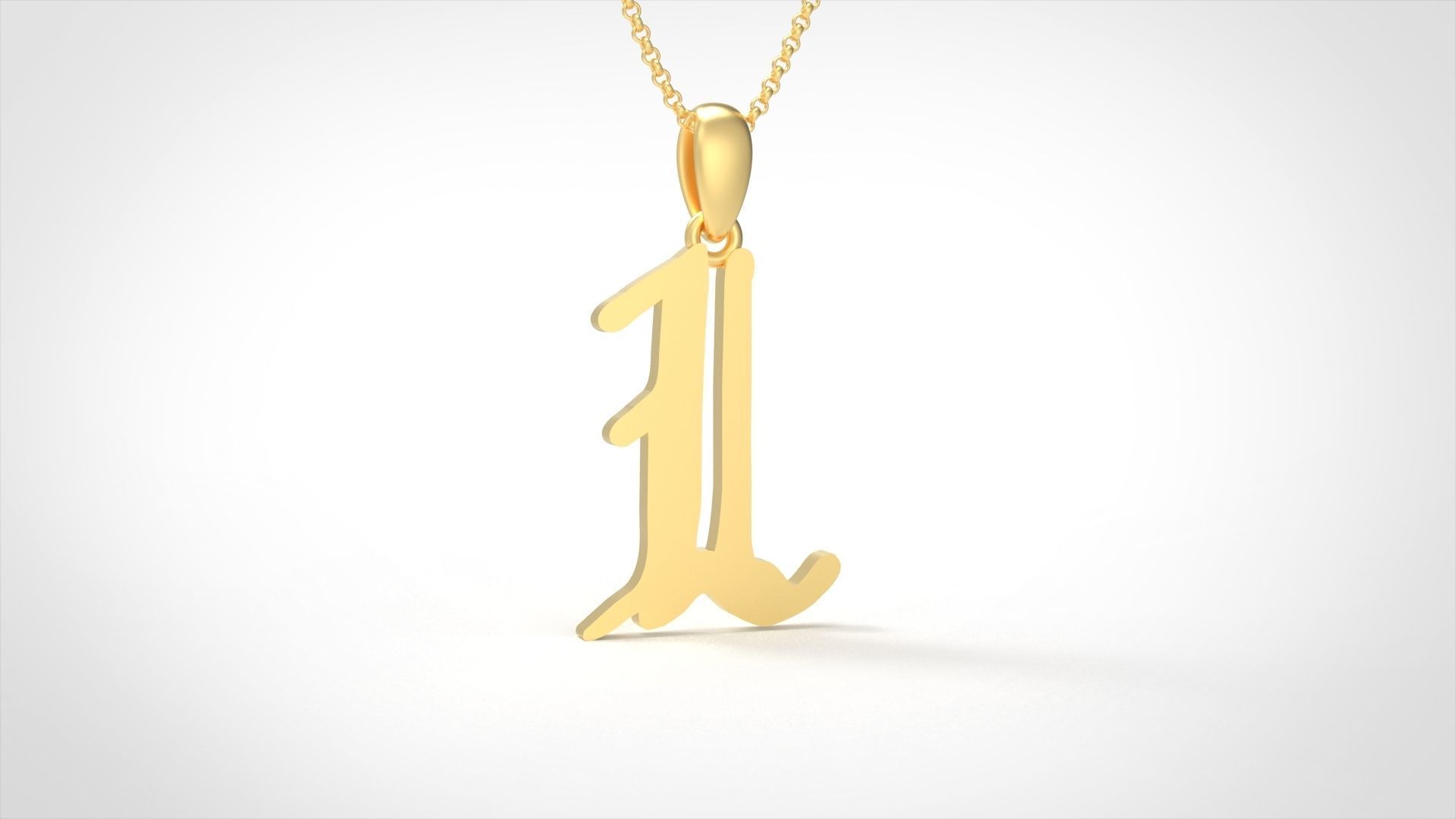 Model 858 Initial L Letter Pendant 3D print model_3