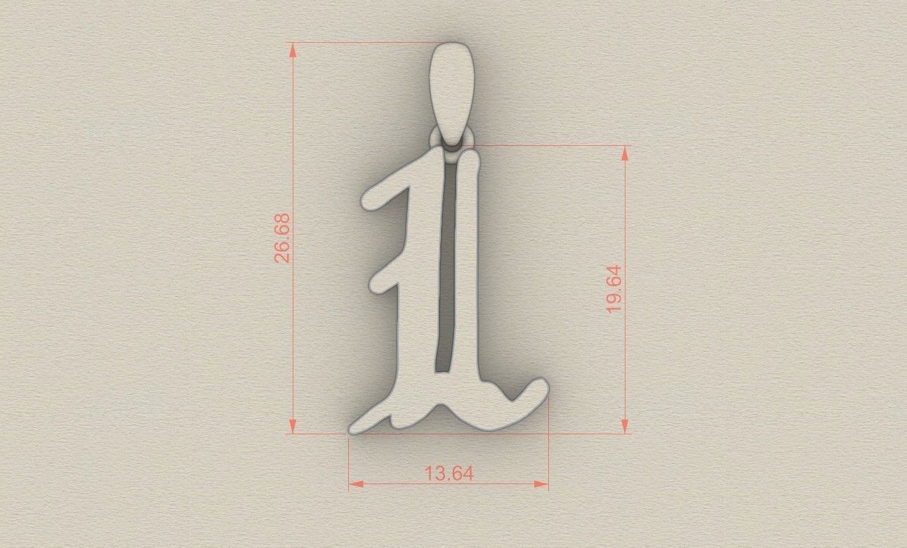 Model 858 Initial L Letter Pendant 3D print model_5