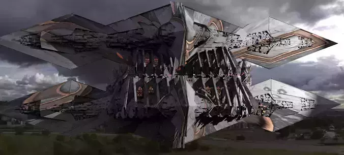 Sci-Fi Egyptian Alien Floating Monolith Huge 5