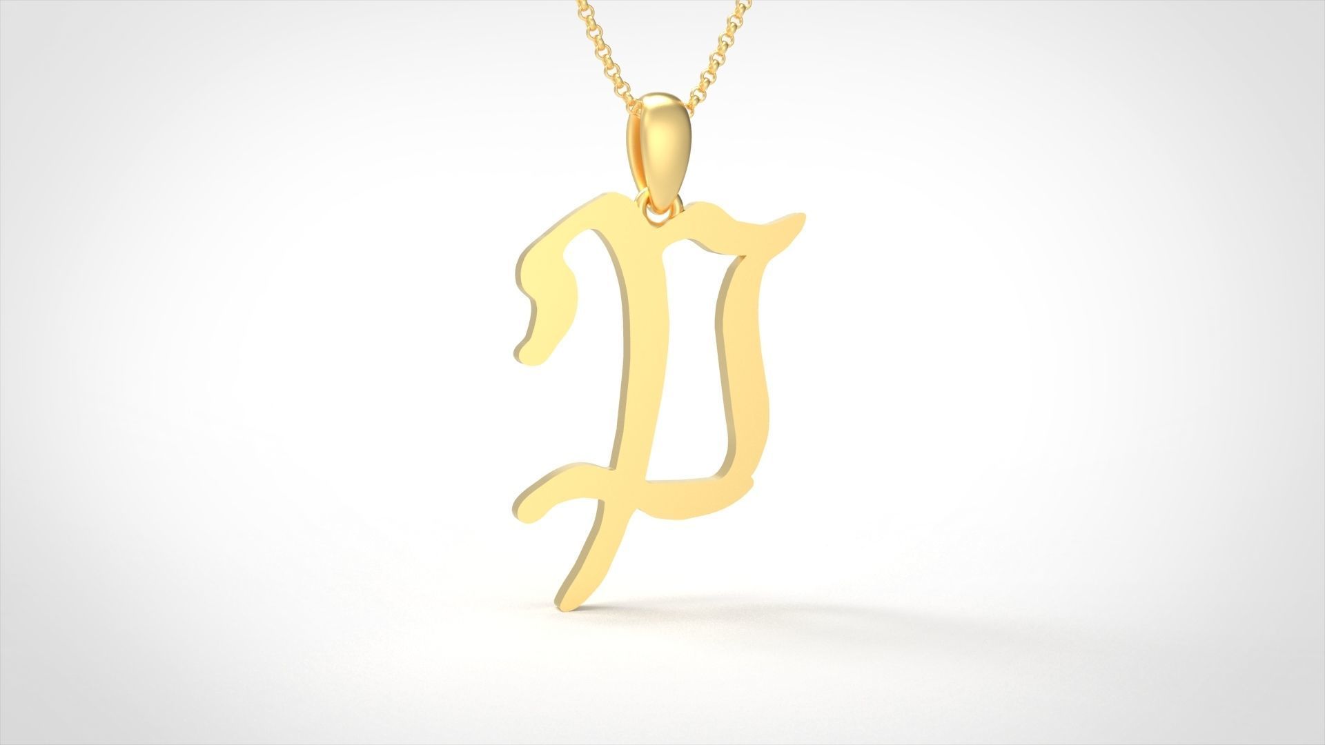 Model 862 Initial P Letter Pendant 3D print model_2