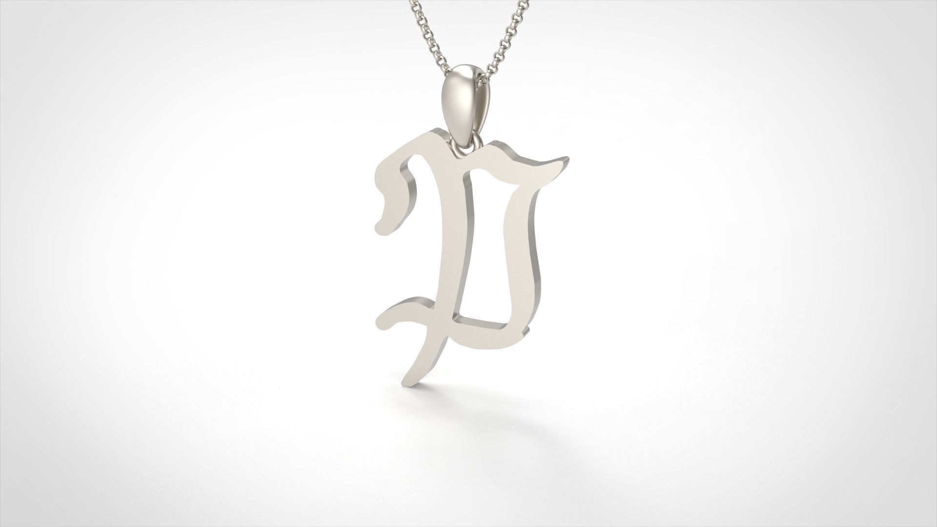 Model 862 Initial P Letter Pendant 3D print model_4