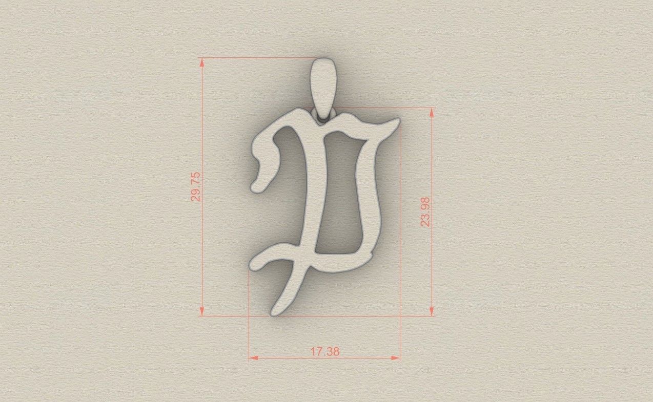 Model 862 Initial P Letter Pendant 3D print model_5