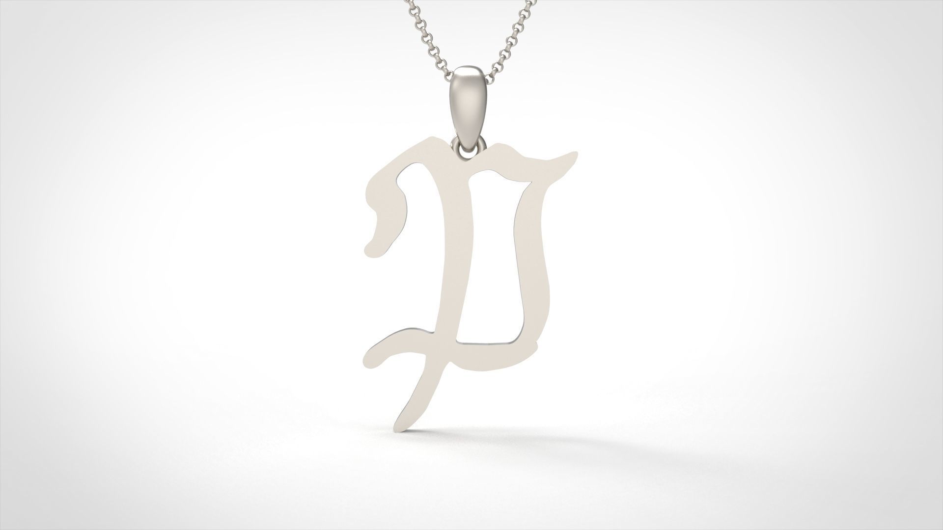 Model 862 Initial P Letter Pendant 3D print model_3