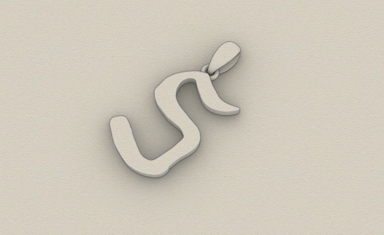 Model 864 Initial S Letter Pendant 3D print model_8
