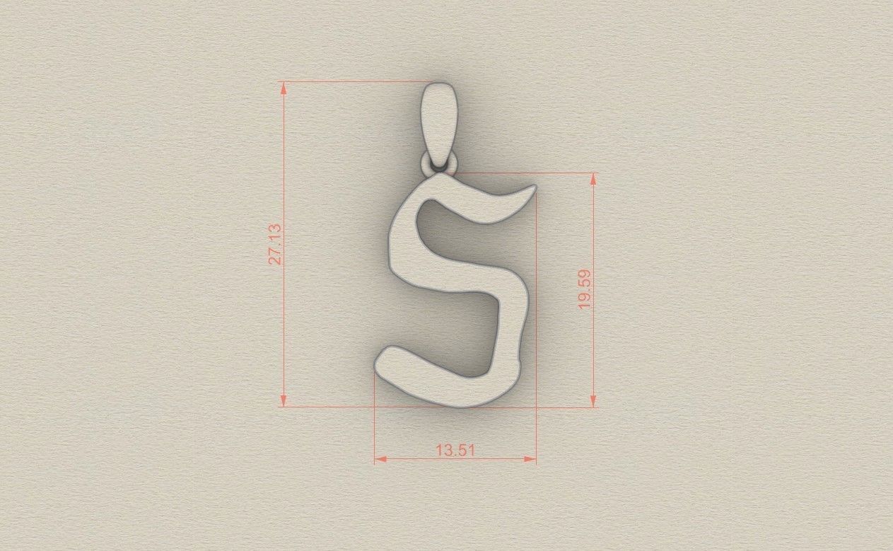 Model 864 Initial S Letter Pendant 3D print model_6