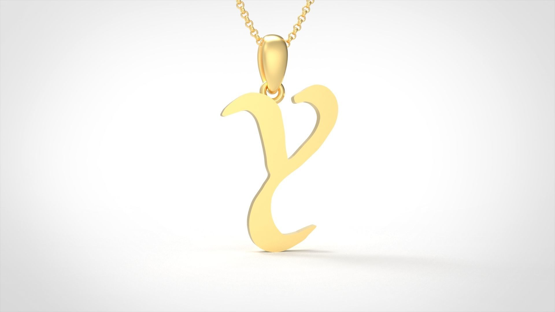 Model 868 Initial Y Letter Pendant 3D print model_3