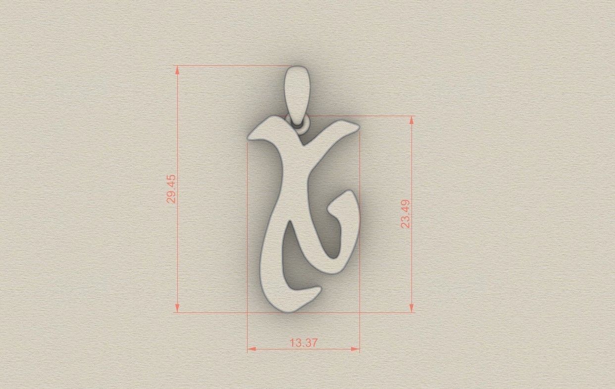 Model 871 Initial X Letter Pendant 3D print model_6