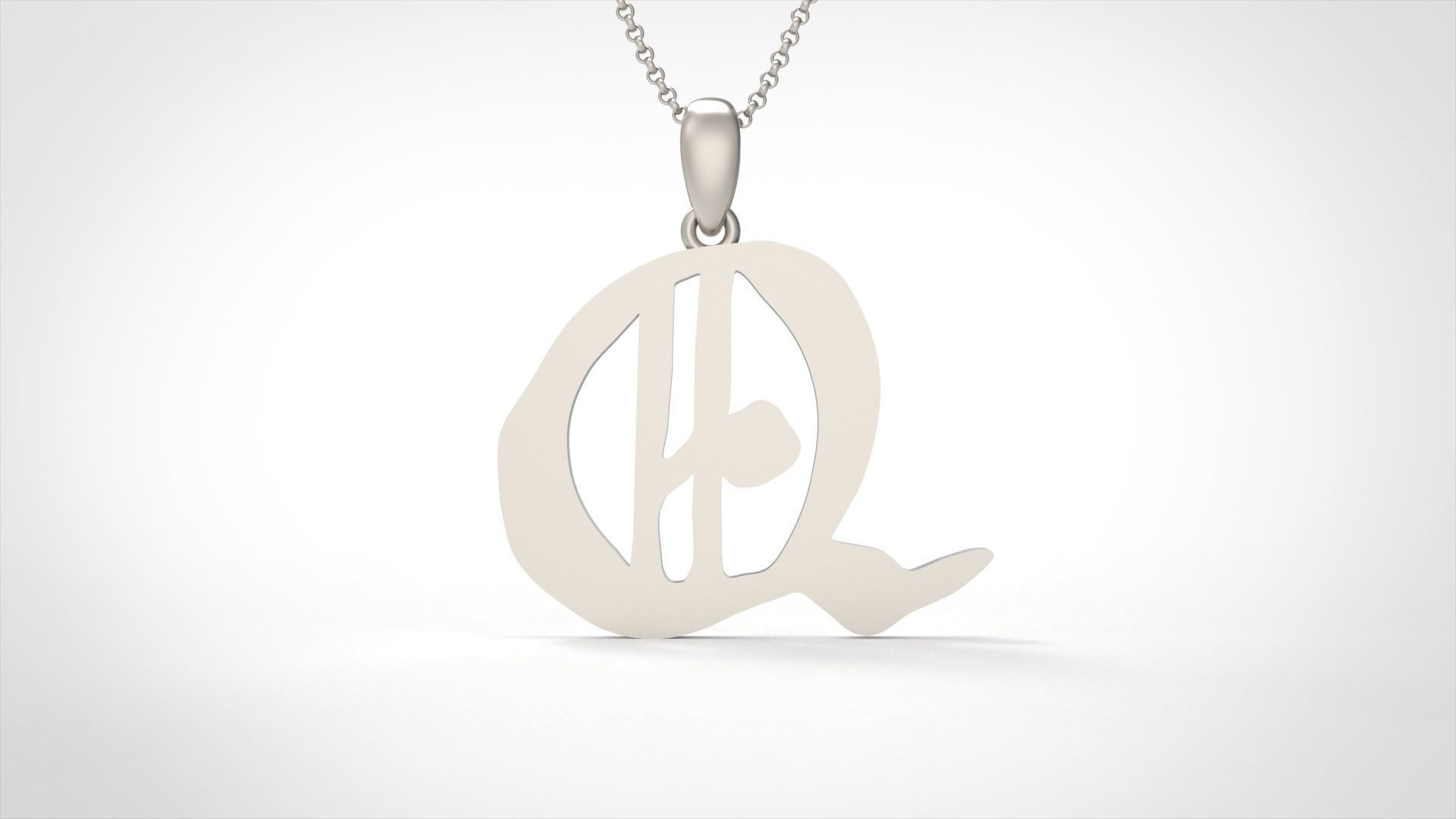 Model 872 Initial Q Letter Pendant 3D print model_3
