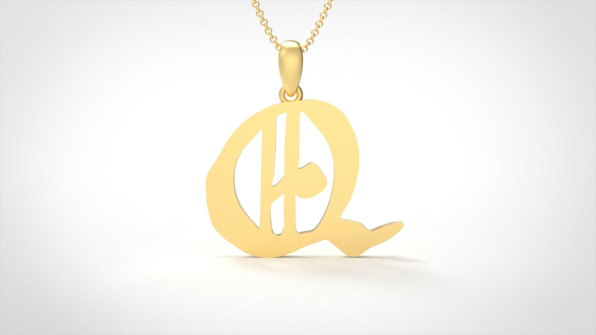 Model 872 Initial Q Letter Pendant 3D print model_2