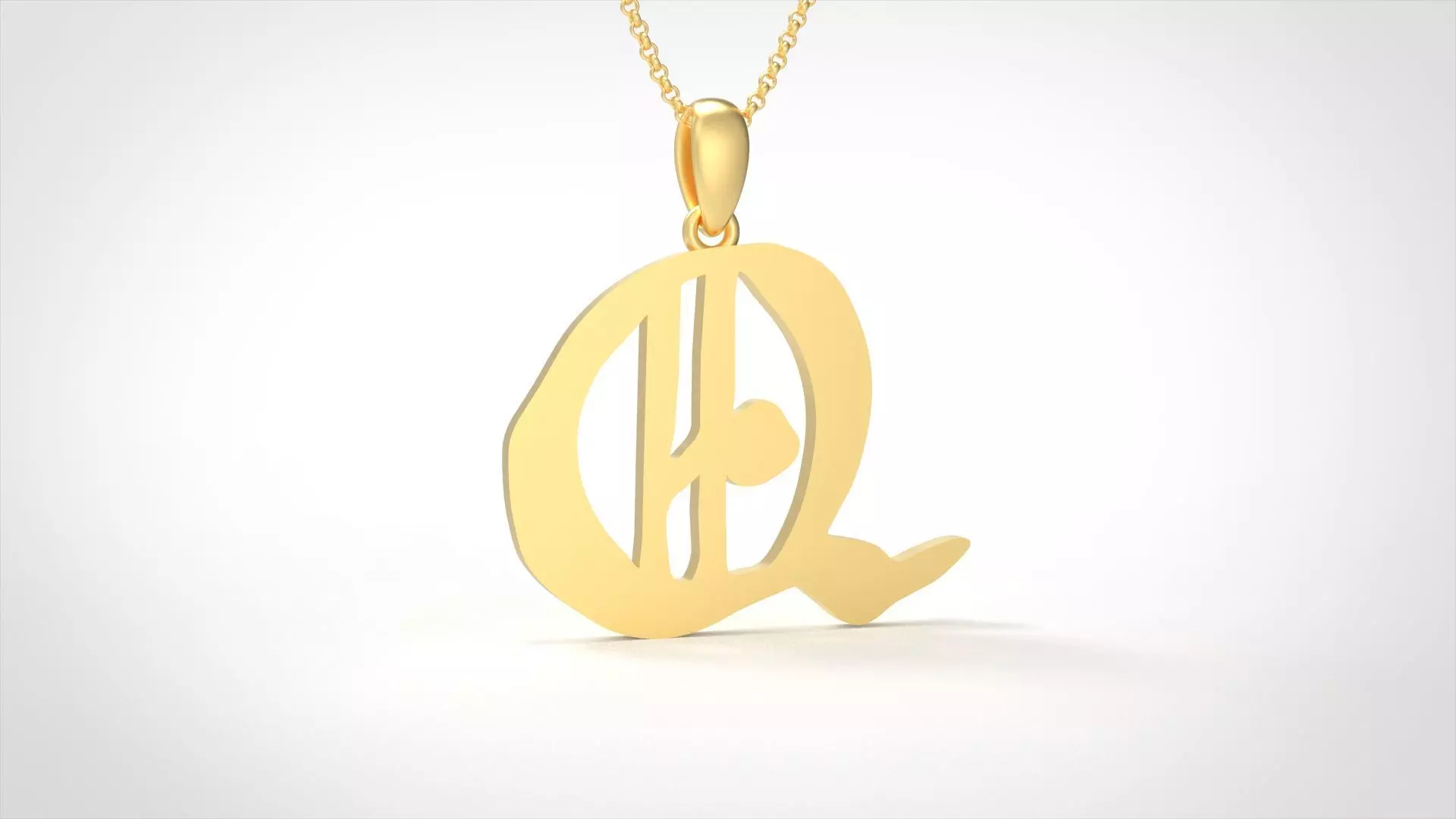 Model 872 Initial Q Letter Pendant 3D print model_0