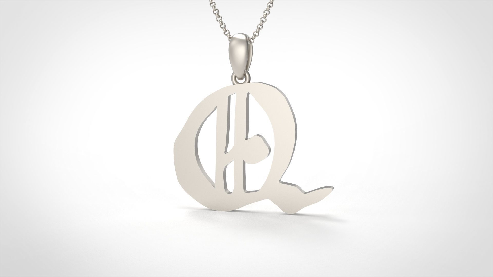 Model 872 Initial Q Letter Pendant 3D print model_4