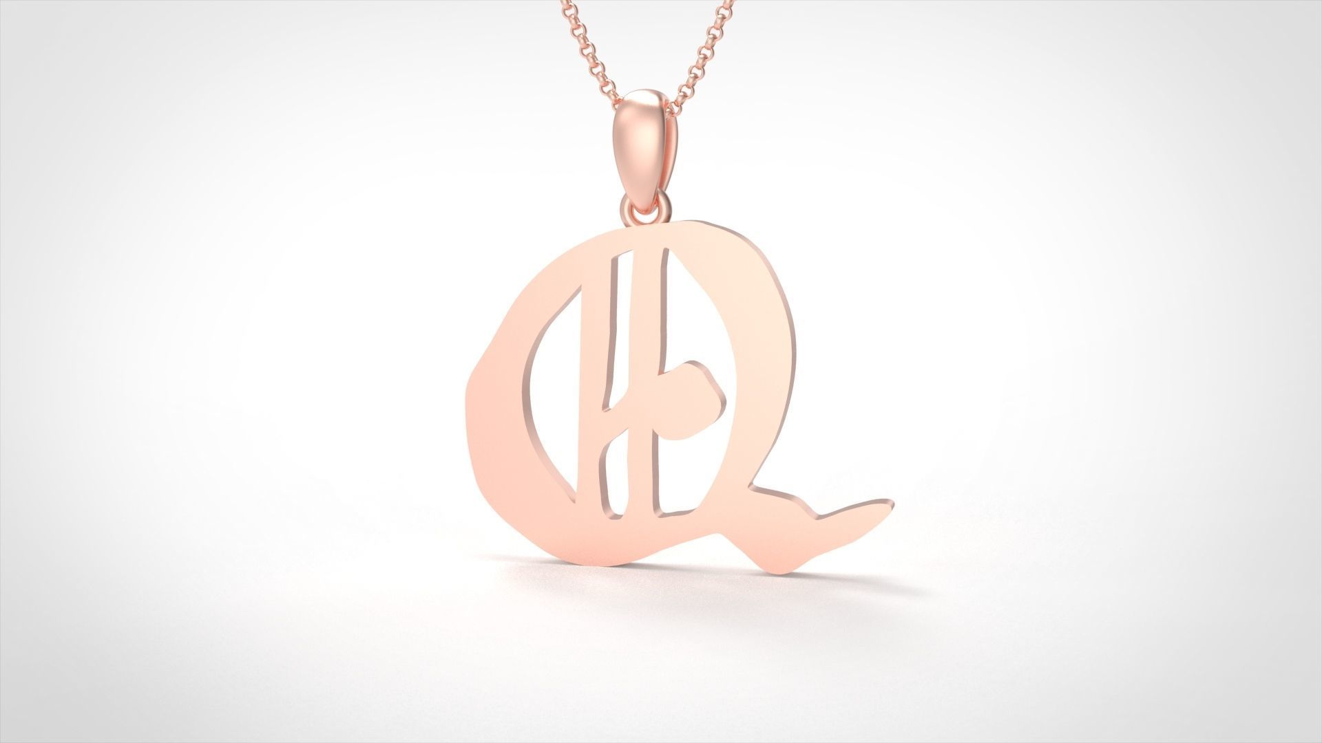 Model 872 Initial Q Letter Pendant 3D print model_1