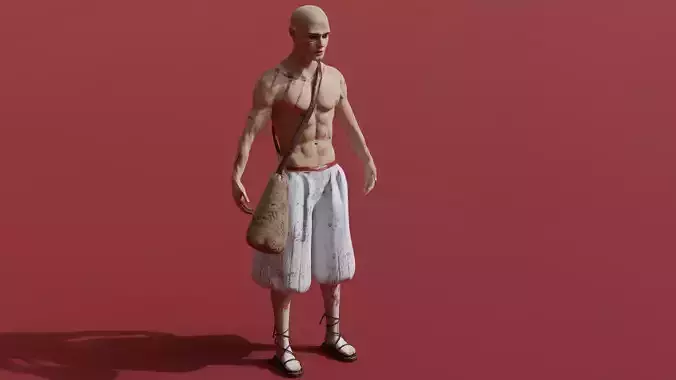 Fighter character Low-poly 3D model