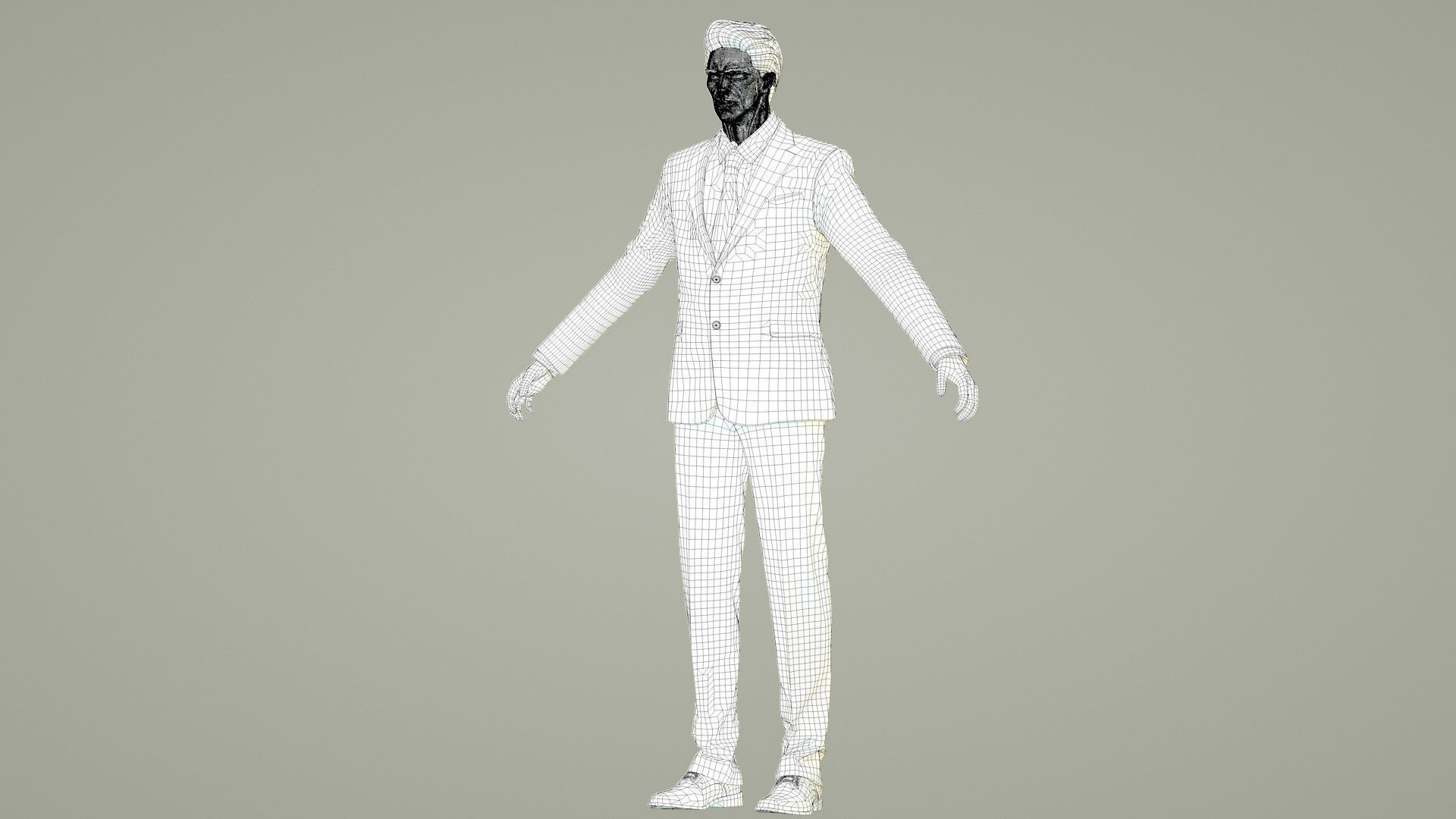 uncle in suit Low-poly 3D model_9