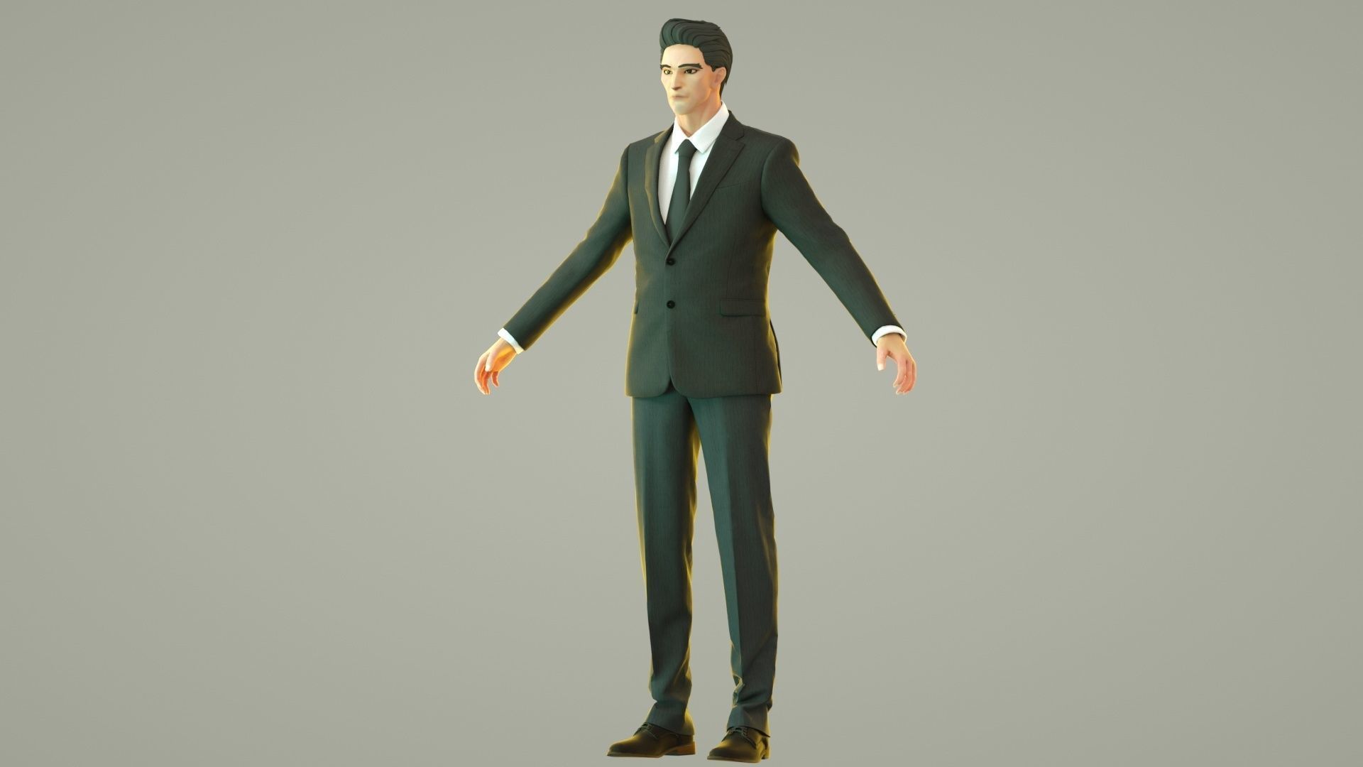 uncle in suit Low-poly 3D model_6