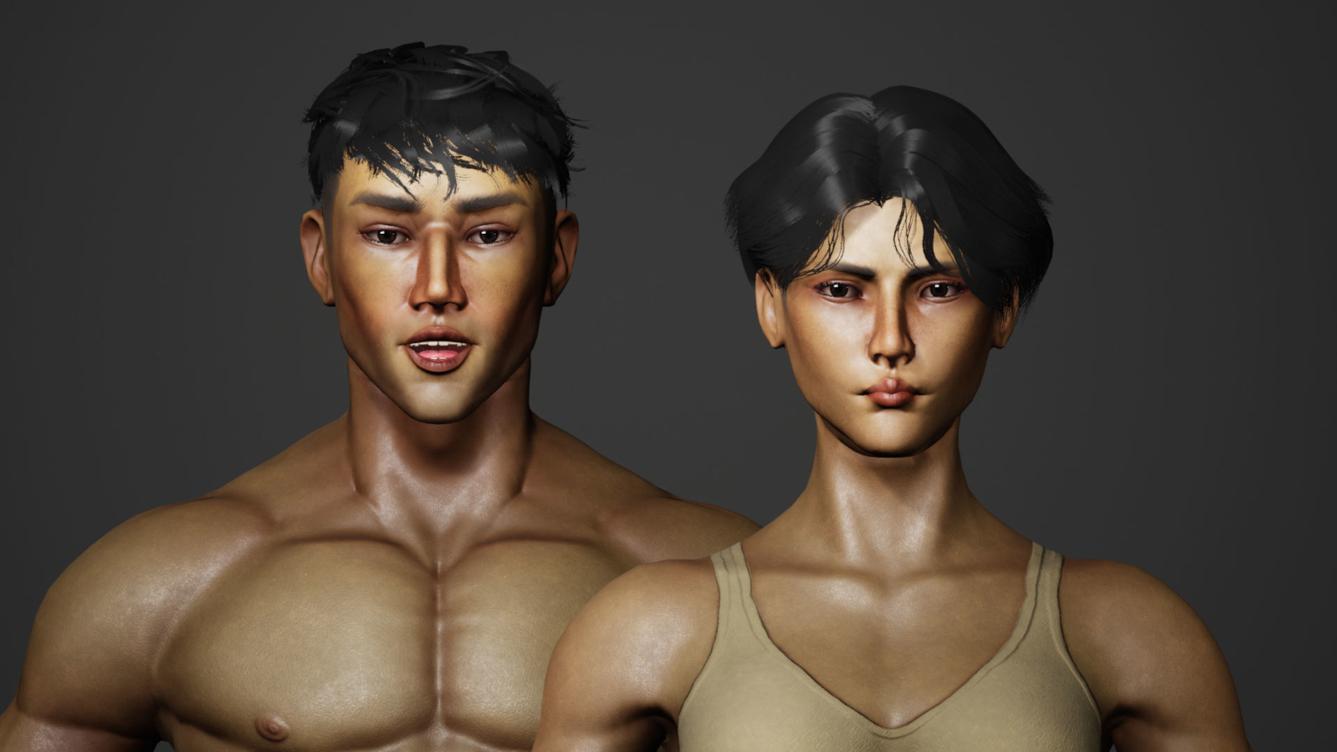 Human Base Male and Female V2 Low-poly 3D model_8