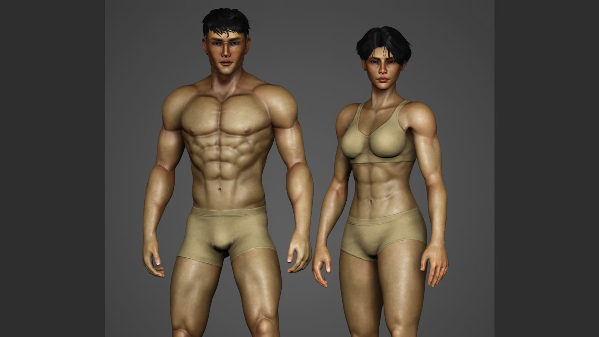 Human Base Male and Female V2 Low-poly 3D model_3