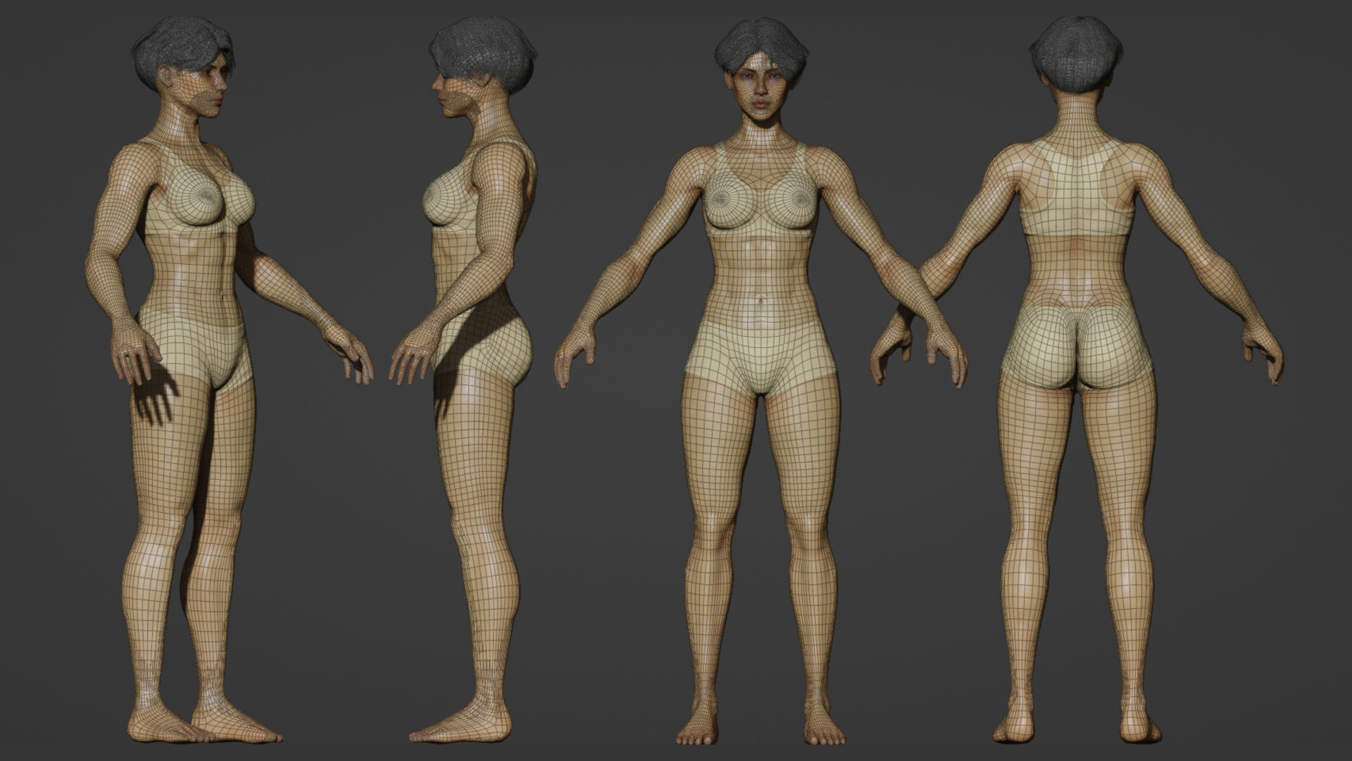 Human Base Male and Female V2 Low-poly 3D model_5