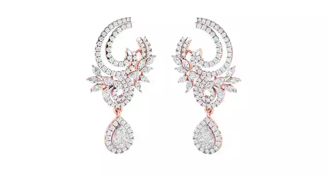 Women Earrings 3dm STL OBJ FBX Render Details  3D print model