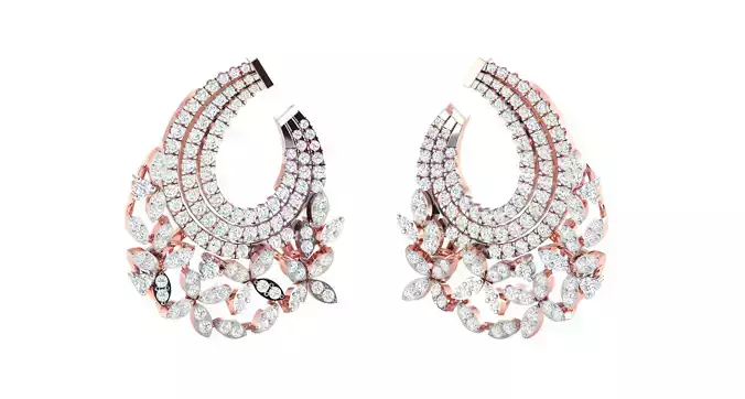 Women Earrings 3dm STL OBJ FBX Render Details  3D print model