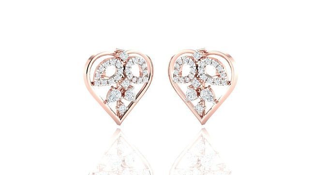 Women Heart Earrings 3dm STL OBJ FBX Render Details  3D print model