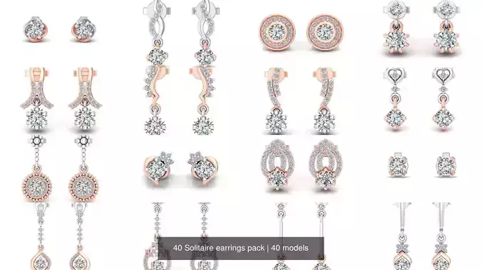 40 Solitaire earrings pack