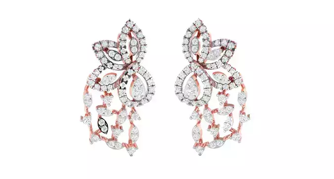Women Earrings 3dm STL OBJ FBX Render Details  3D print model