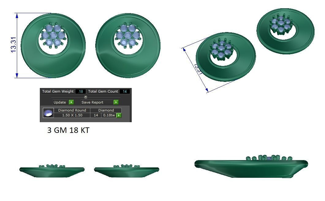 Women Earrings 3dm STL OBJ FBX Render Details  3D print model_1