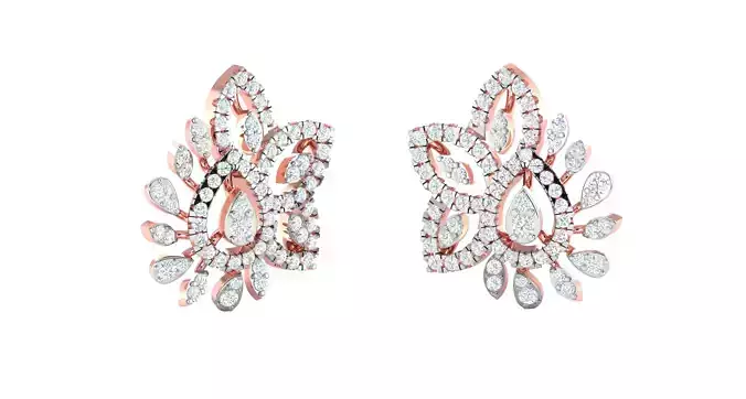 Women Earrings 3dm STL OBJ FBX Render Details  3D print model