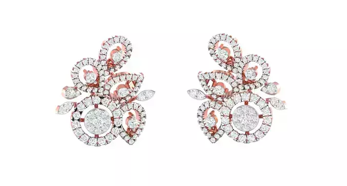 Women Earrings 3dm STL OBJ FBX Render Details  3D print model